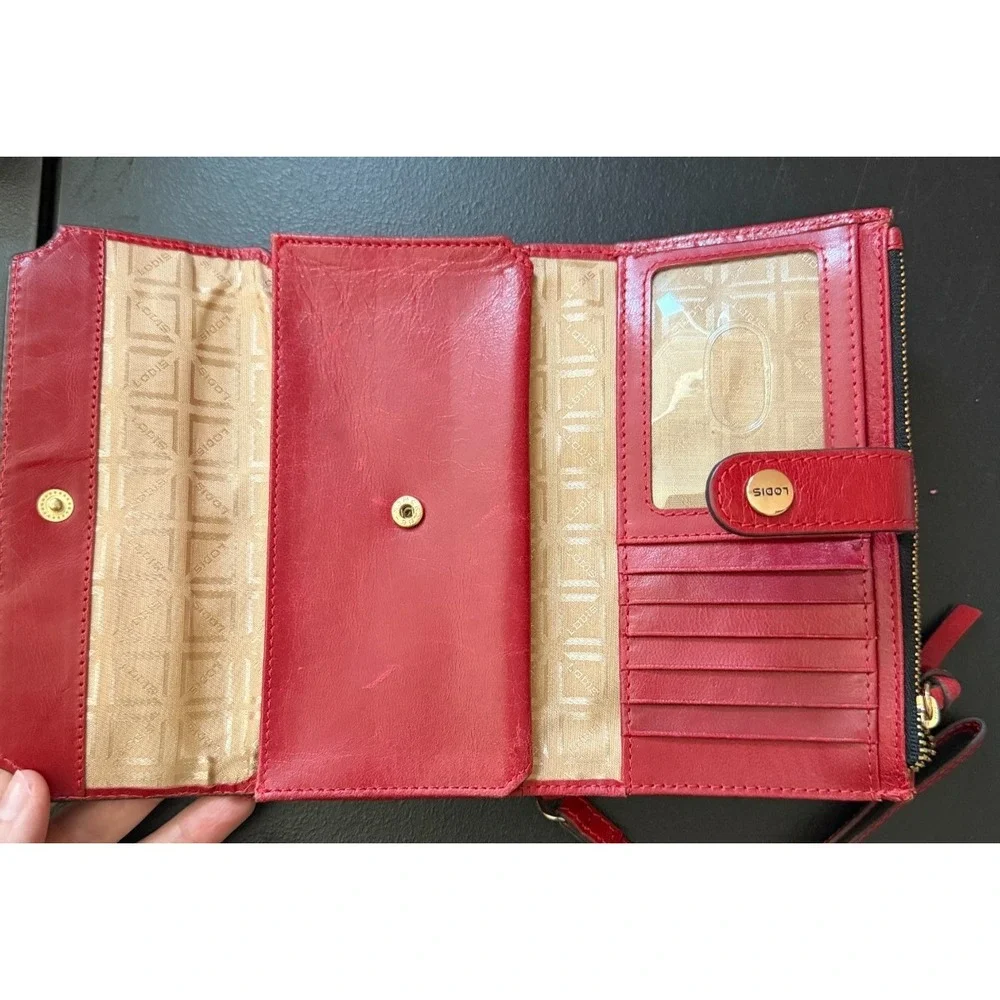 Lodis Blair Smartphone Wristlet Red Leather RFID Wallet 7x4